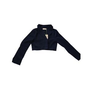 Choosy Cropped Blazer XS Navy Blue Long Sleeve Tailored Jacket NWT